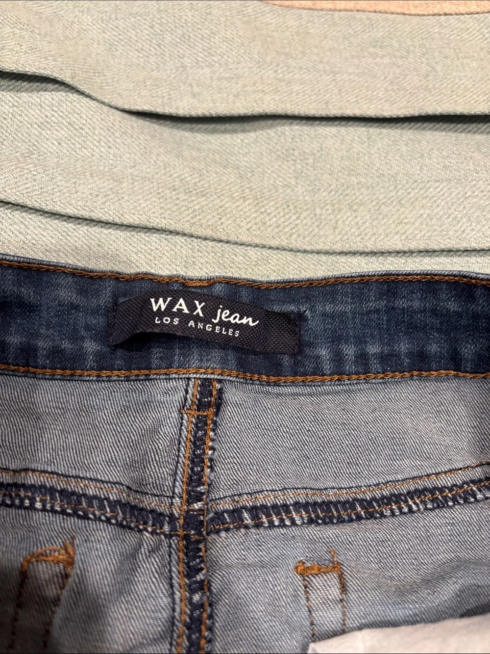 Wax Jean Distressed Blue Denim Mini Skirt - Picture 2 of 4